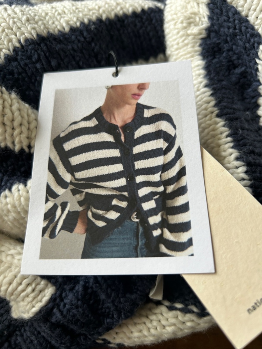 Anthropologie Nation Los Angeles Tessa Marine‎ stripe cotton Cardigan small - Picture 10 of 10